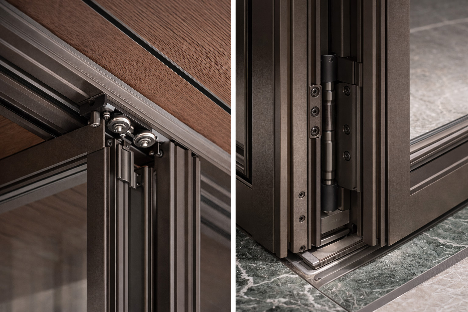 Bronze door hardware detail, Pool and Gym project — luxury interior design Dubai