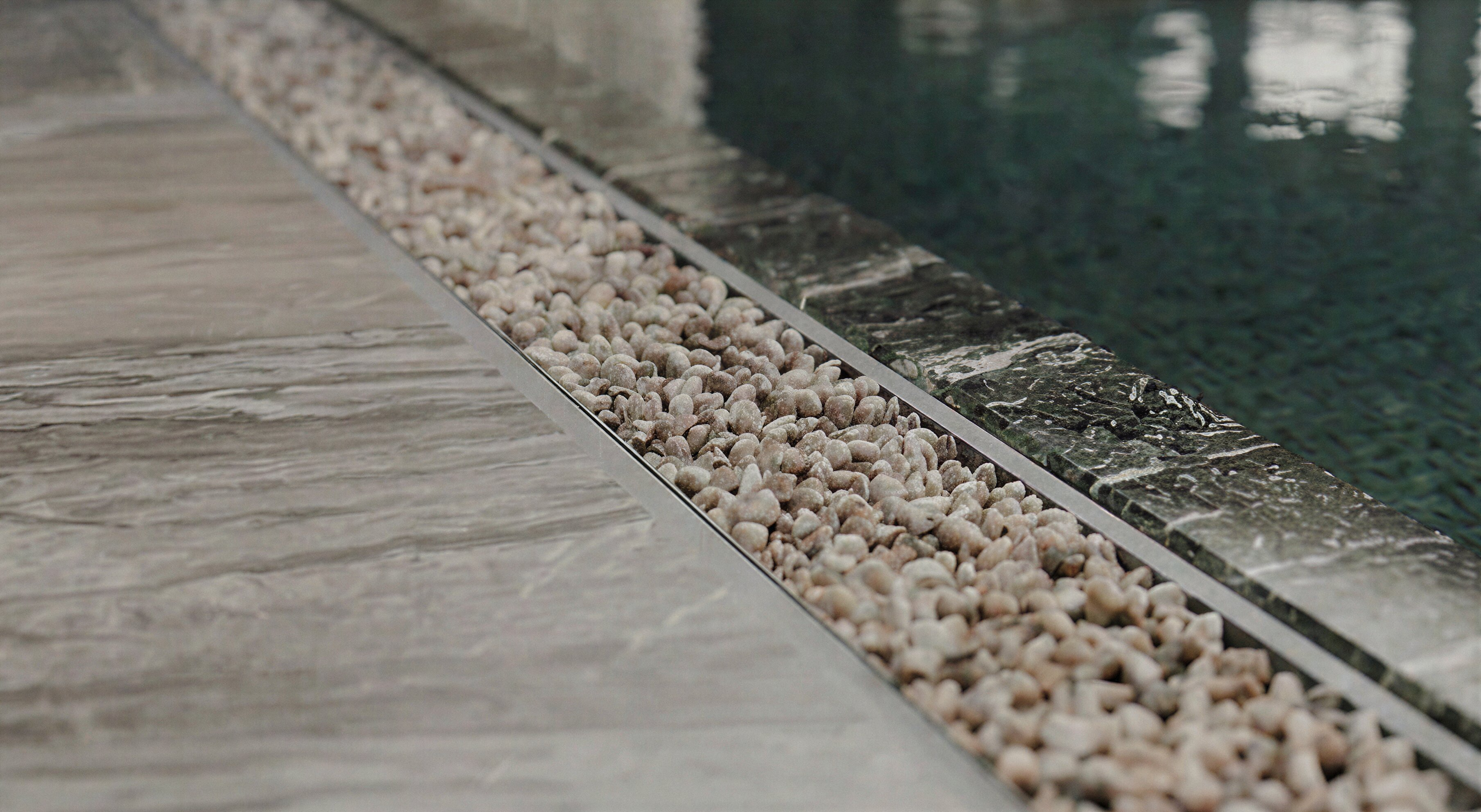 Pool edge with pebbles, Pool and Gym project — luxury interior design Dubai