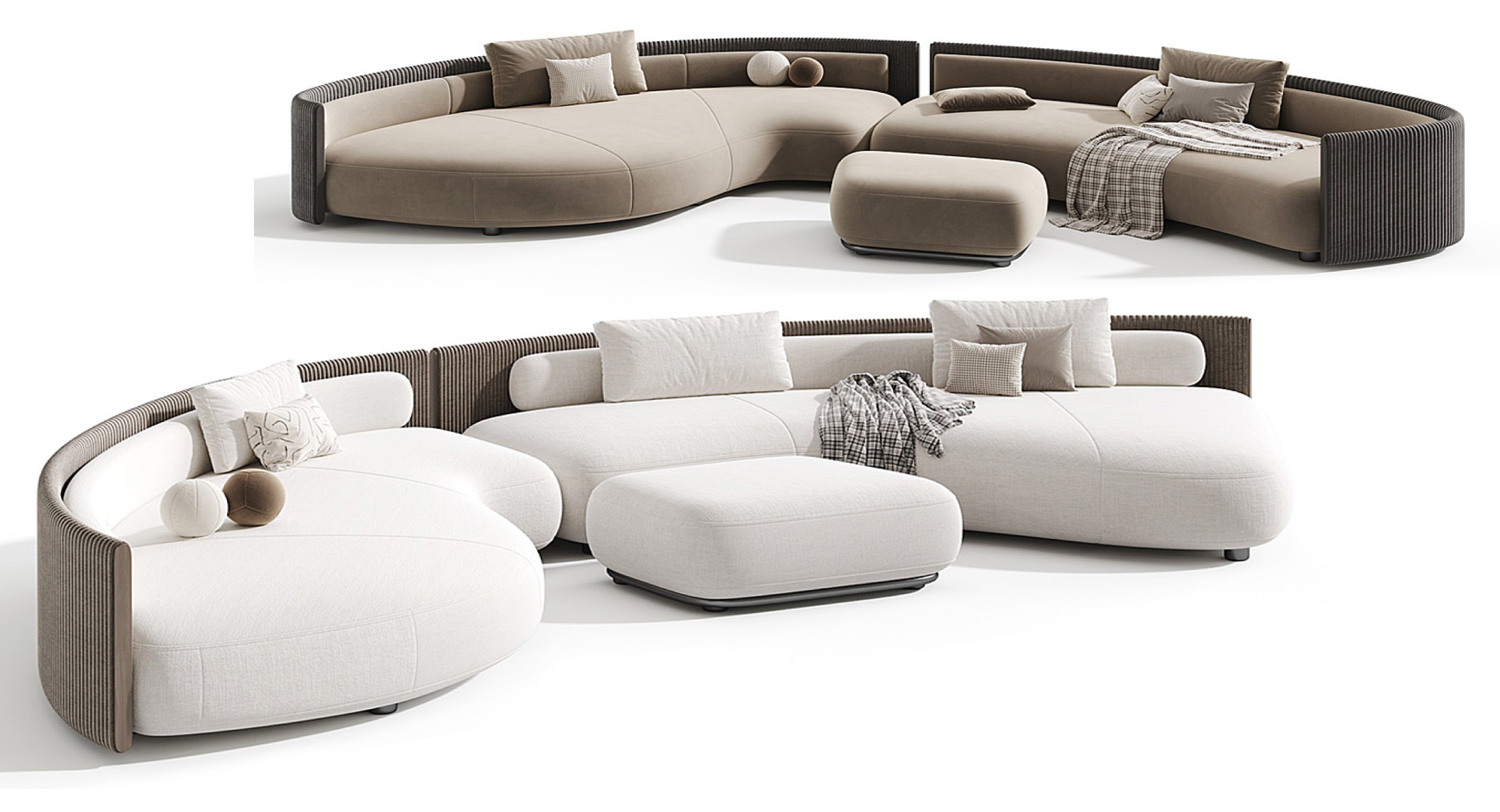 Curved outdoor sofa set, Pool and Gym project — luxury interior design Dubai
