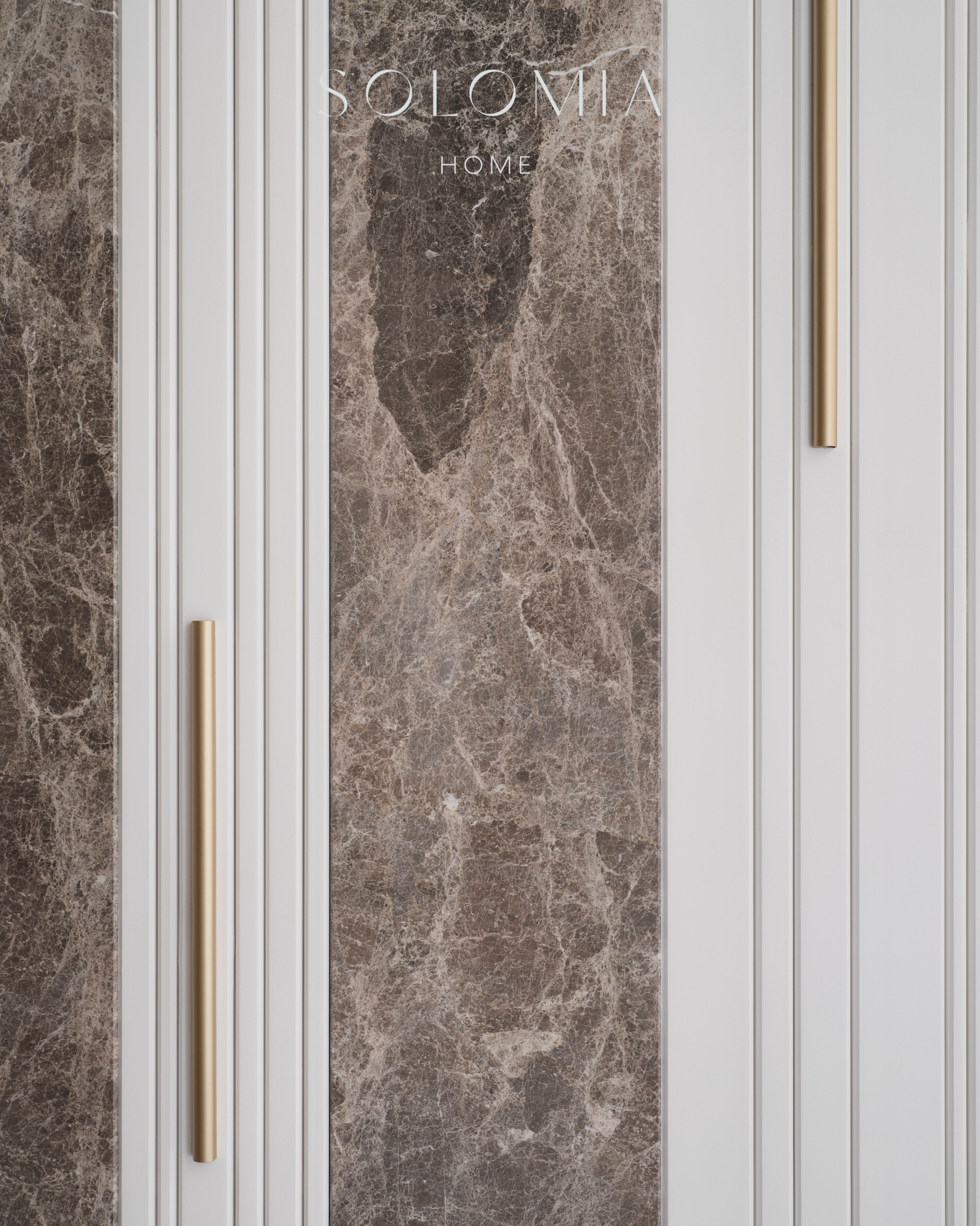 Marble and wood wardrobe doors, Apartment in Botanical Residence — luxury interior design Astana