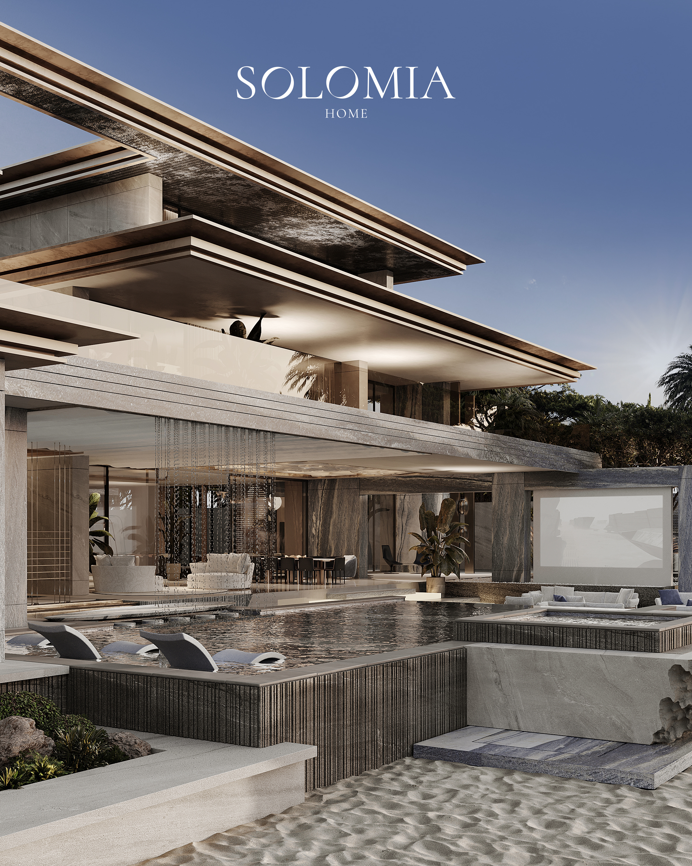 Villa with pool and outdoor screen, Aurum Coastline — villa exterior design Dubai
