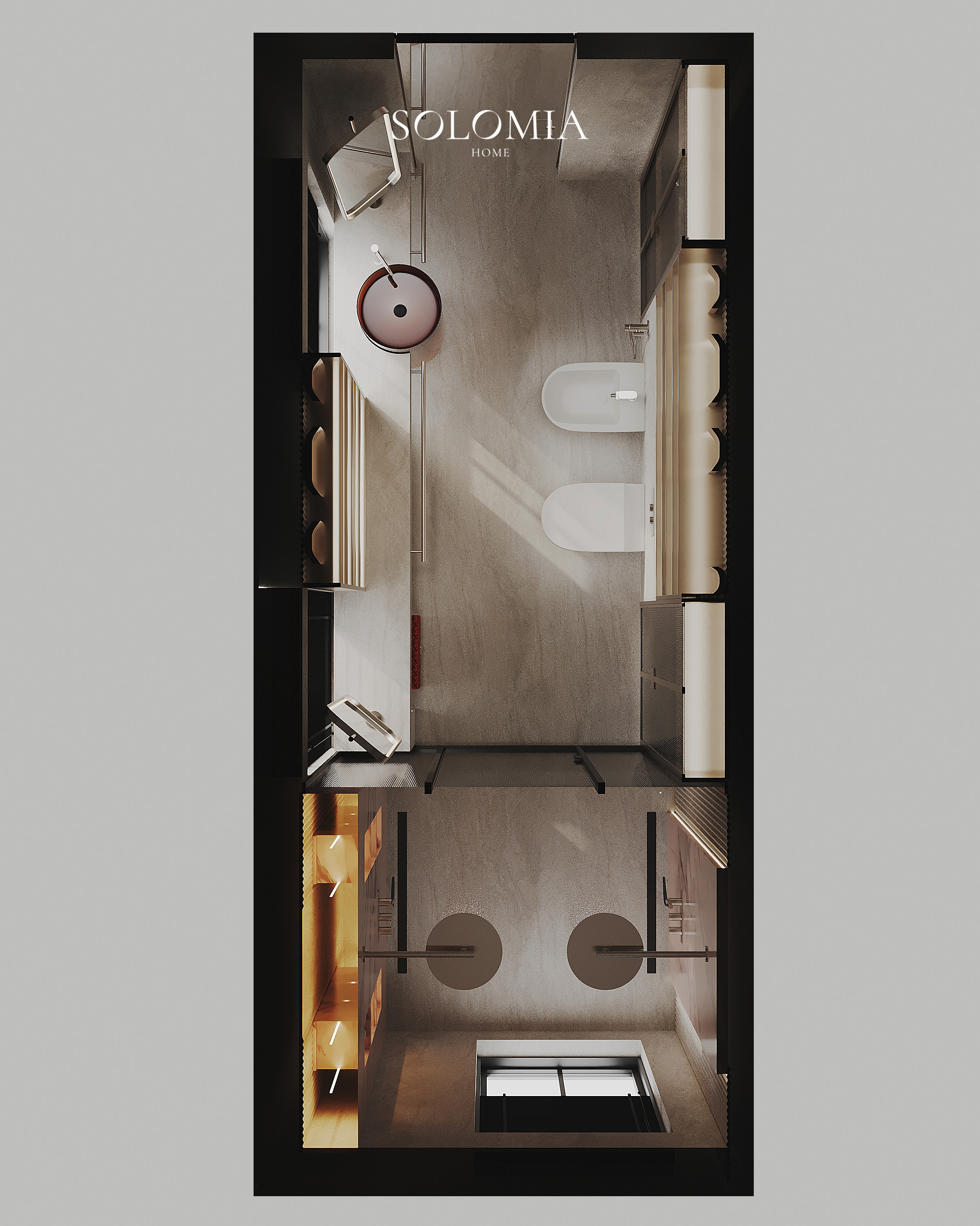 Bathroom layout, top view, Versace Villa — interior design project