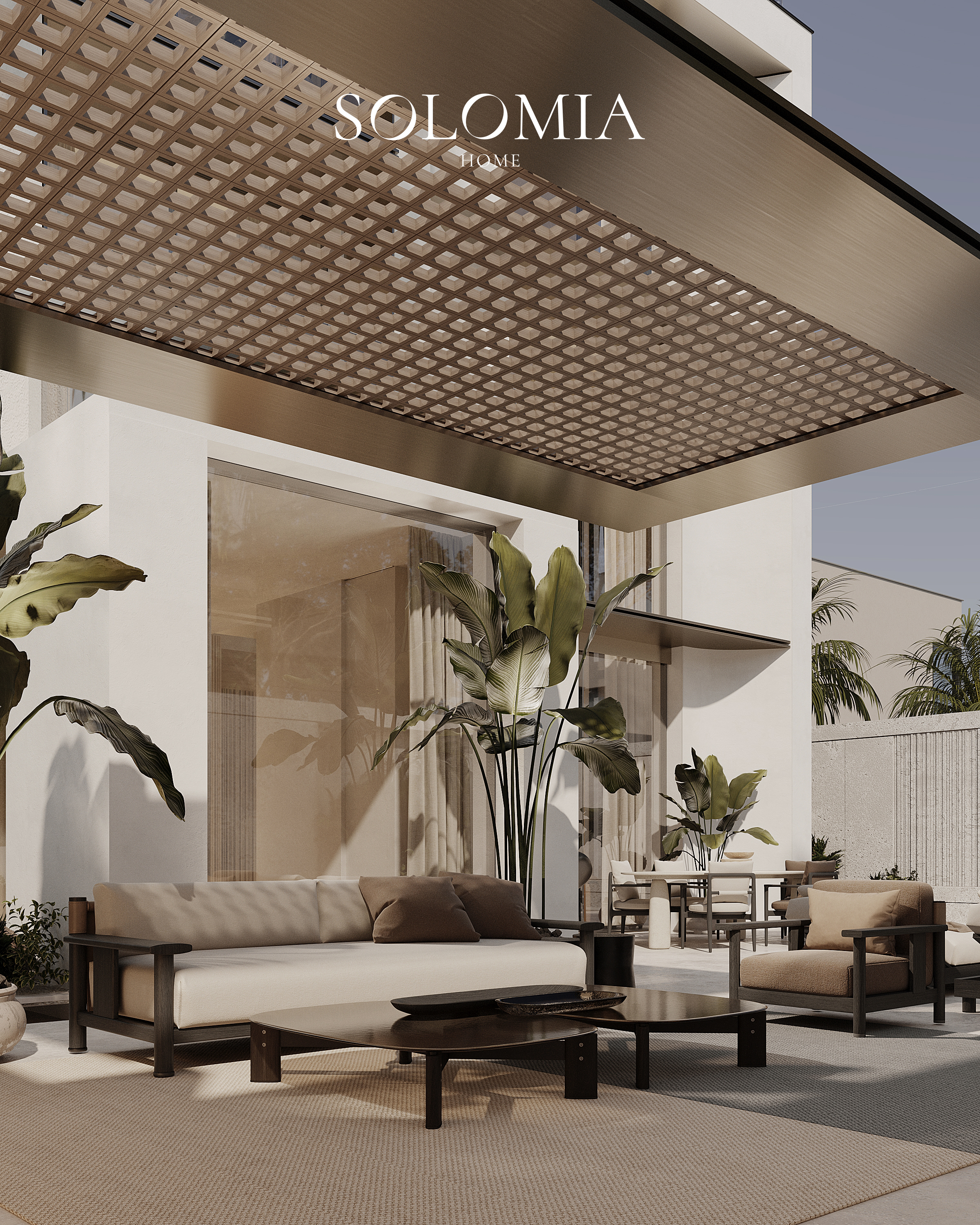 Terrace lounge with pergola, Villa Project in Keturah Reserve — villa exterior design Dubai