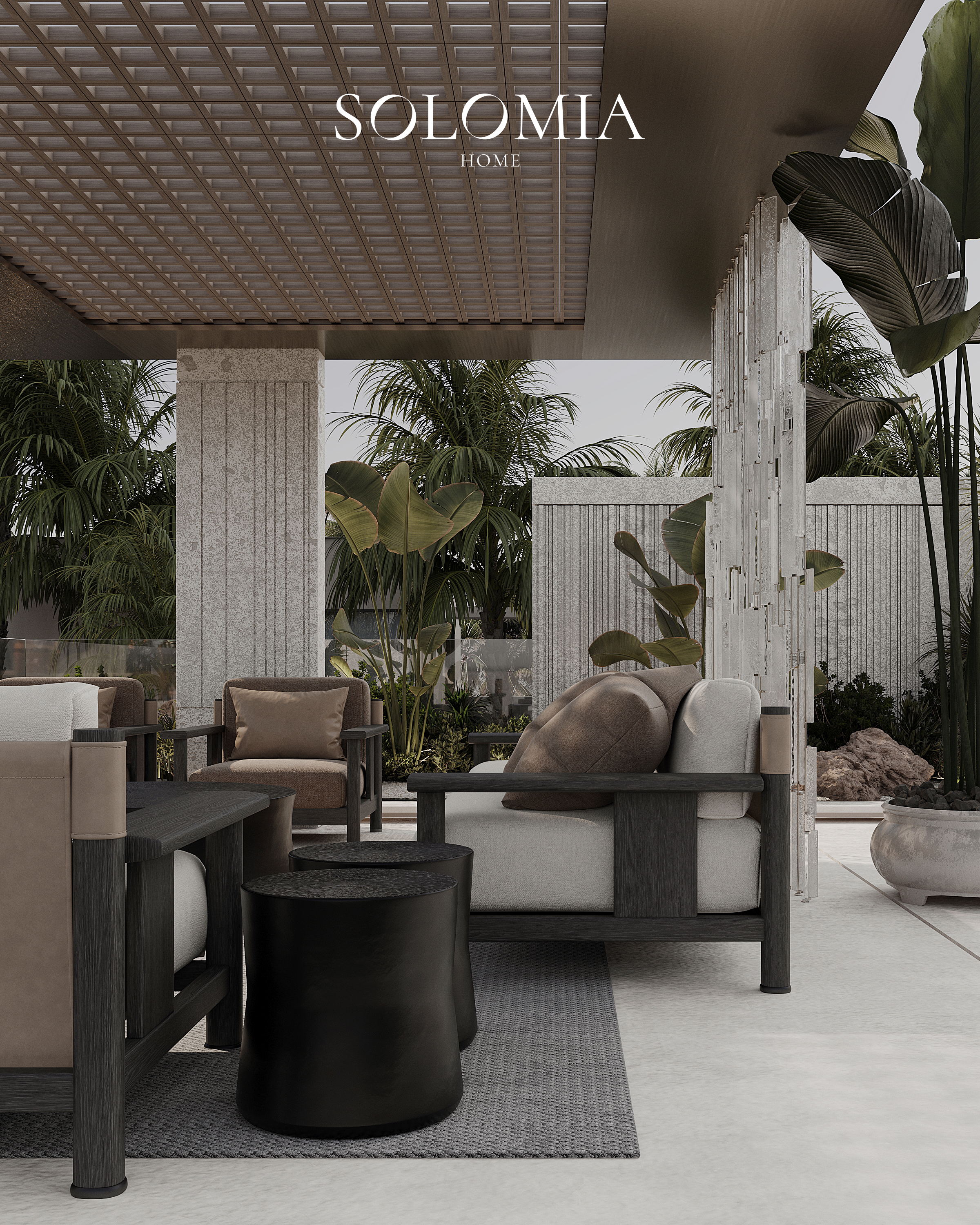 Covered terrace lounge, Villa Project in Keturah Reserve — villa exterior design Dubai
