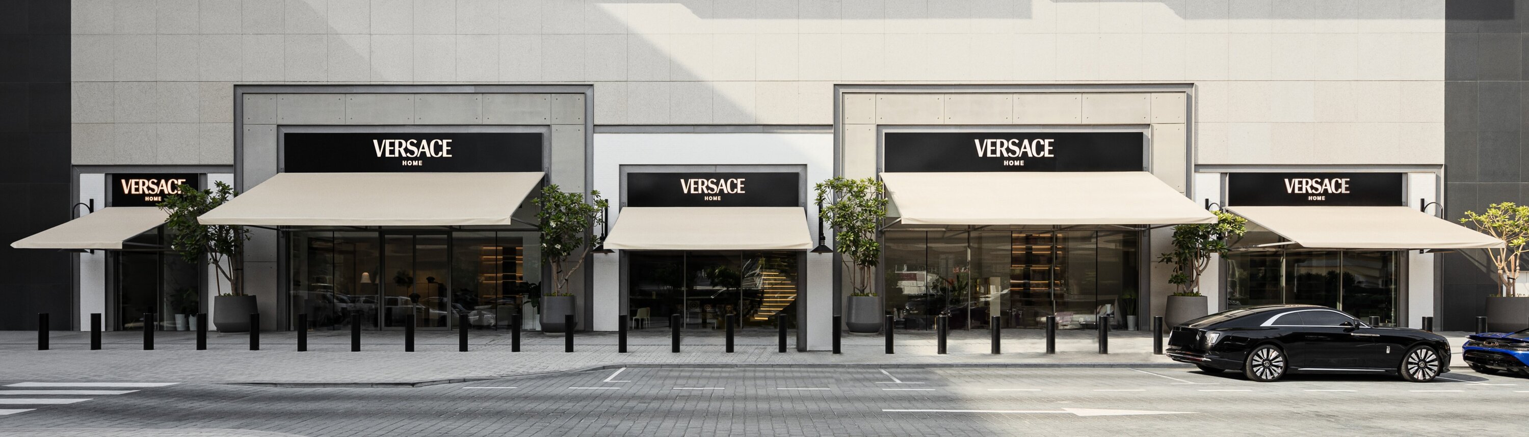 Versace Home Dubai Mall street view, Versace Home showroom Dubai Mall — commercial interior design by Solomia Design