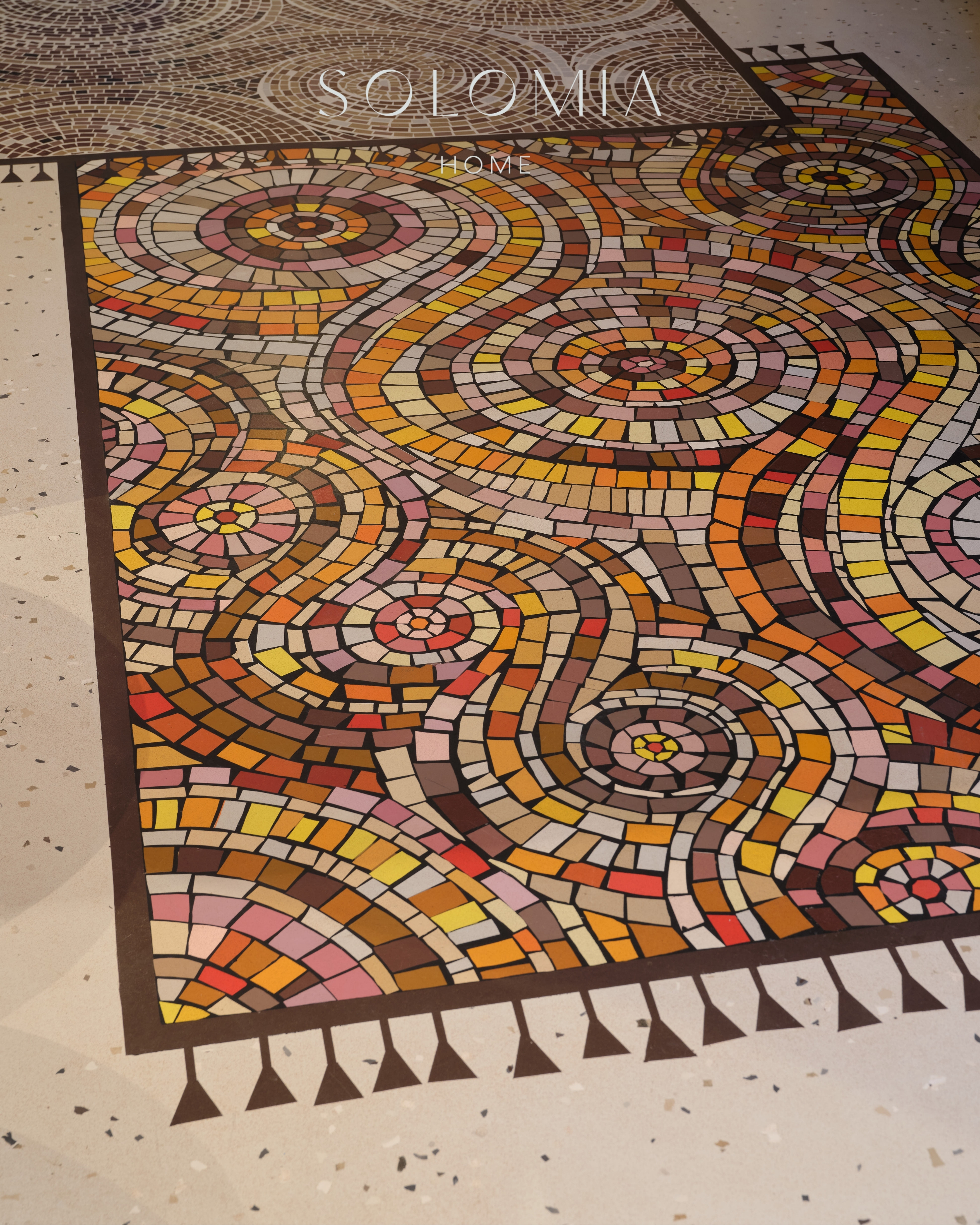Colourful mosaic floor, Restaurant Dio Grand Cafe — restaurant interior design Astana