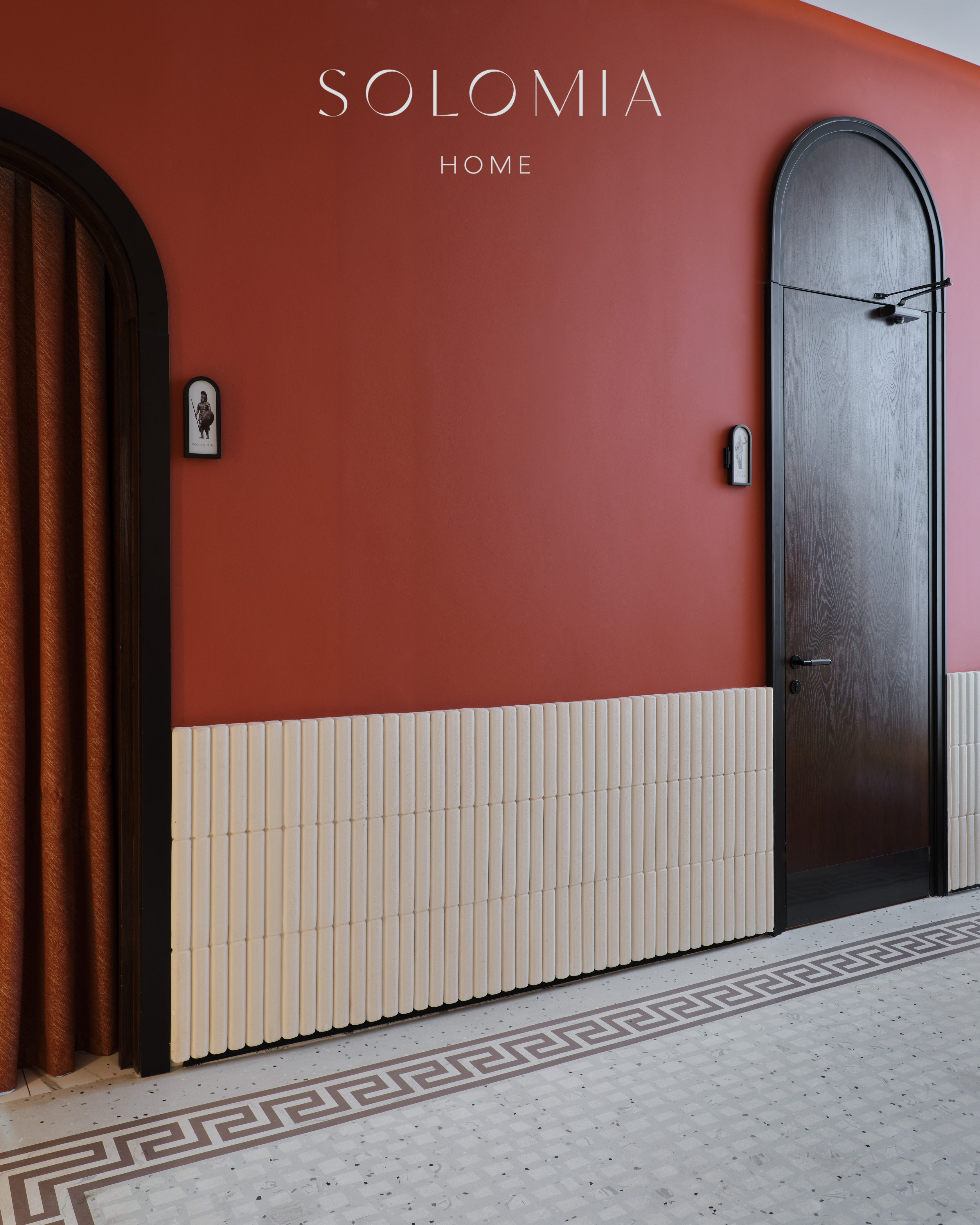 Terracotta corridor with arched door, Restaurant Dio Grand Cafe — restaurant interior design Astana