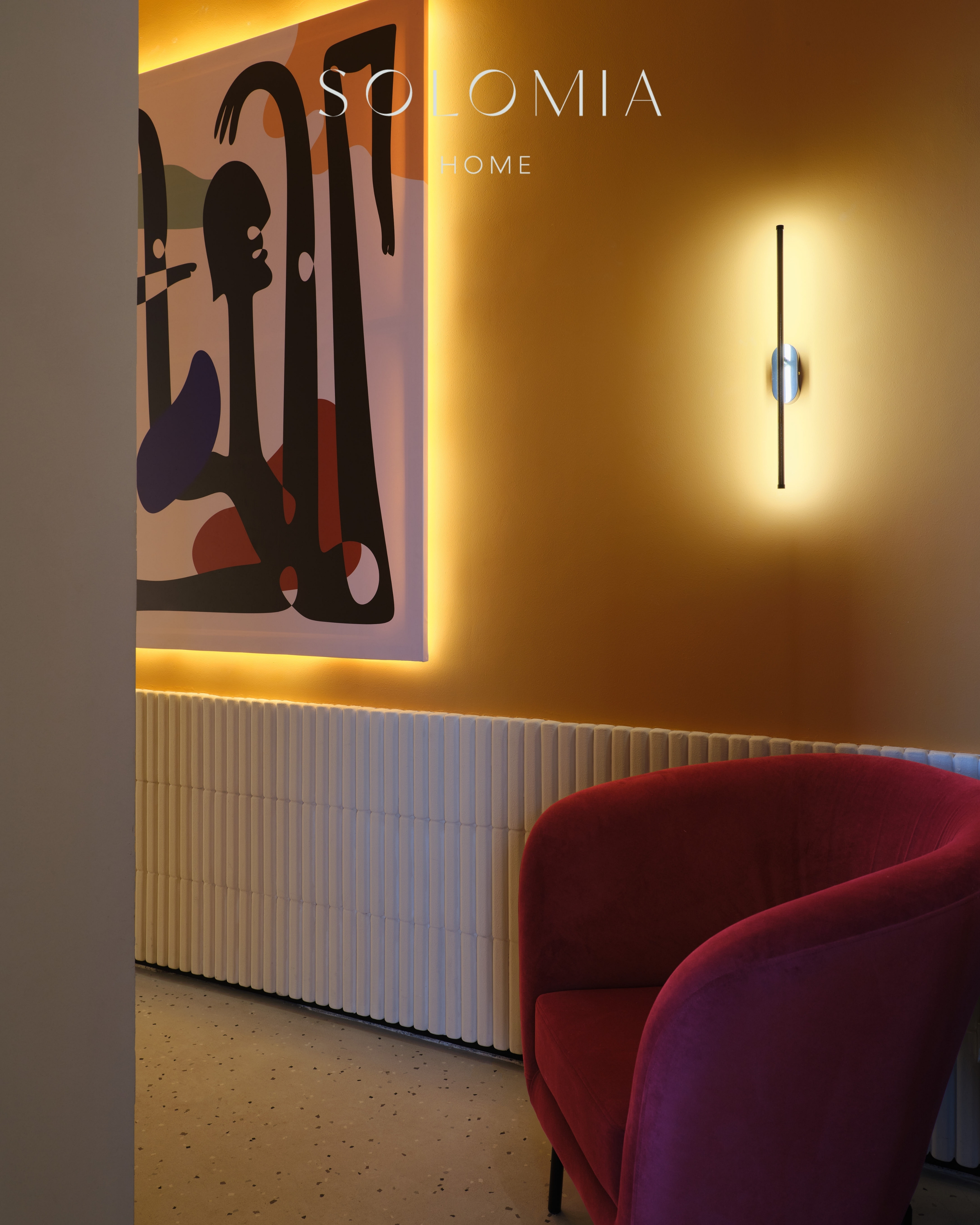 Wall light and abstract art, Restaurant Dio Grand Cafe — restaurant interior design Astana