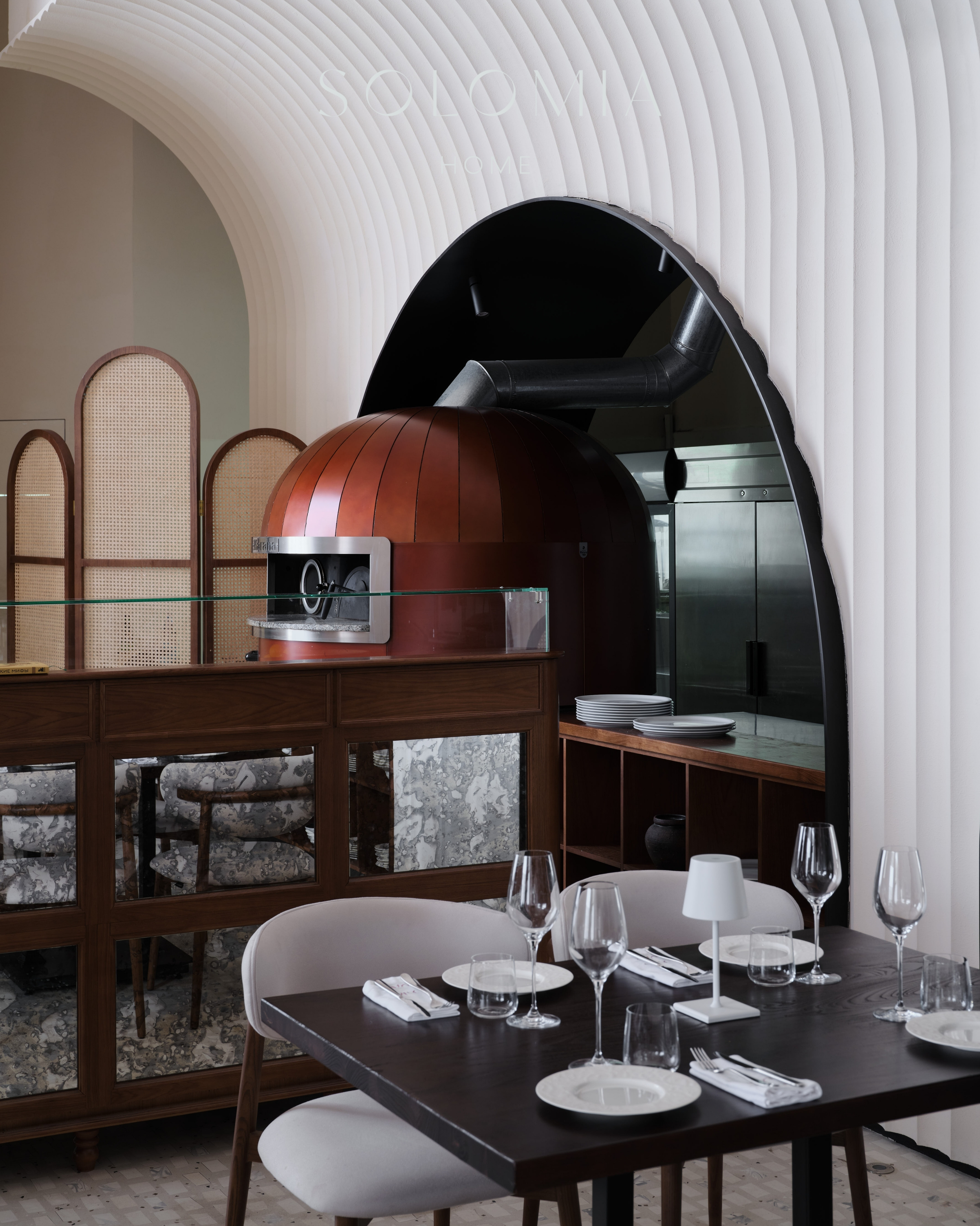 Restaurant hall with pizza oven, Restaurant Dio Grand Cafe — restaurant interior design Astana