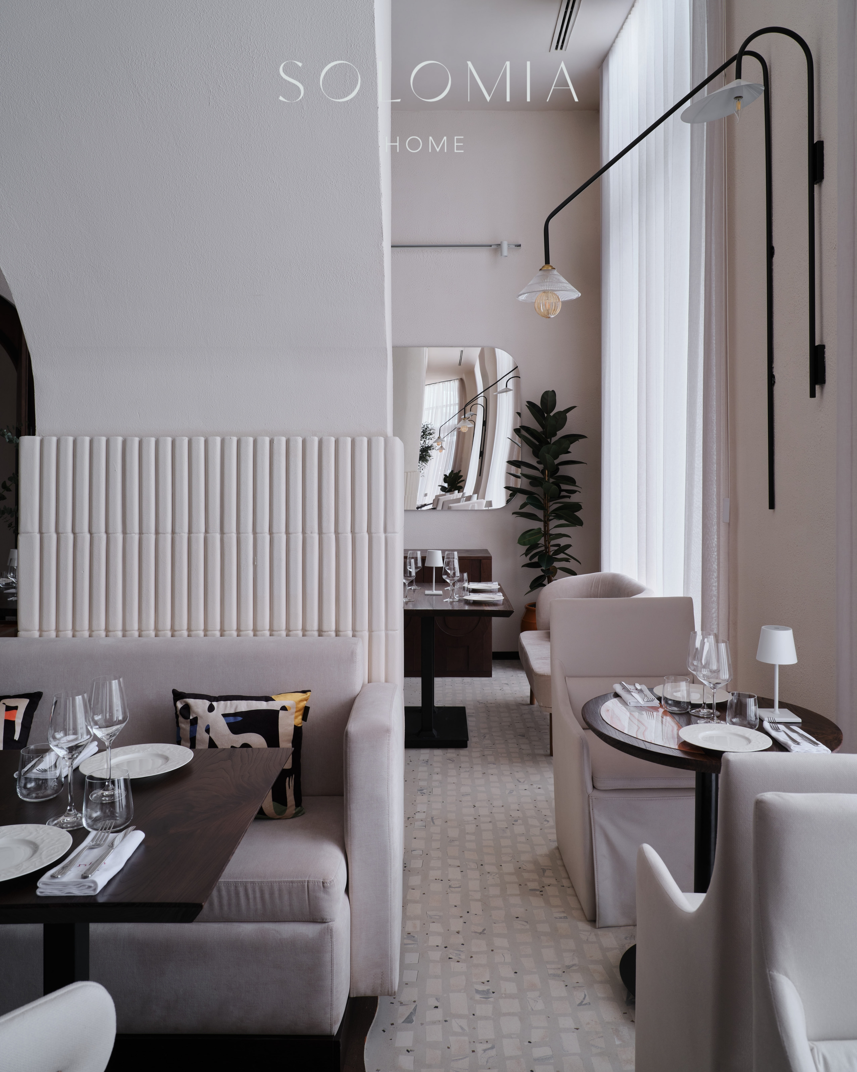 Restaurant seating with wall lamps, Restaurant Dio Grand Cafe — restaurant interior design Astana