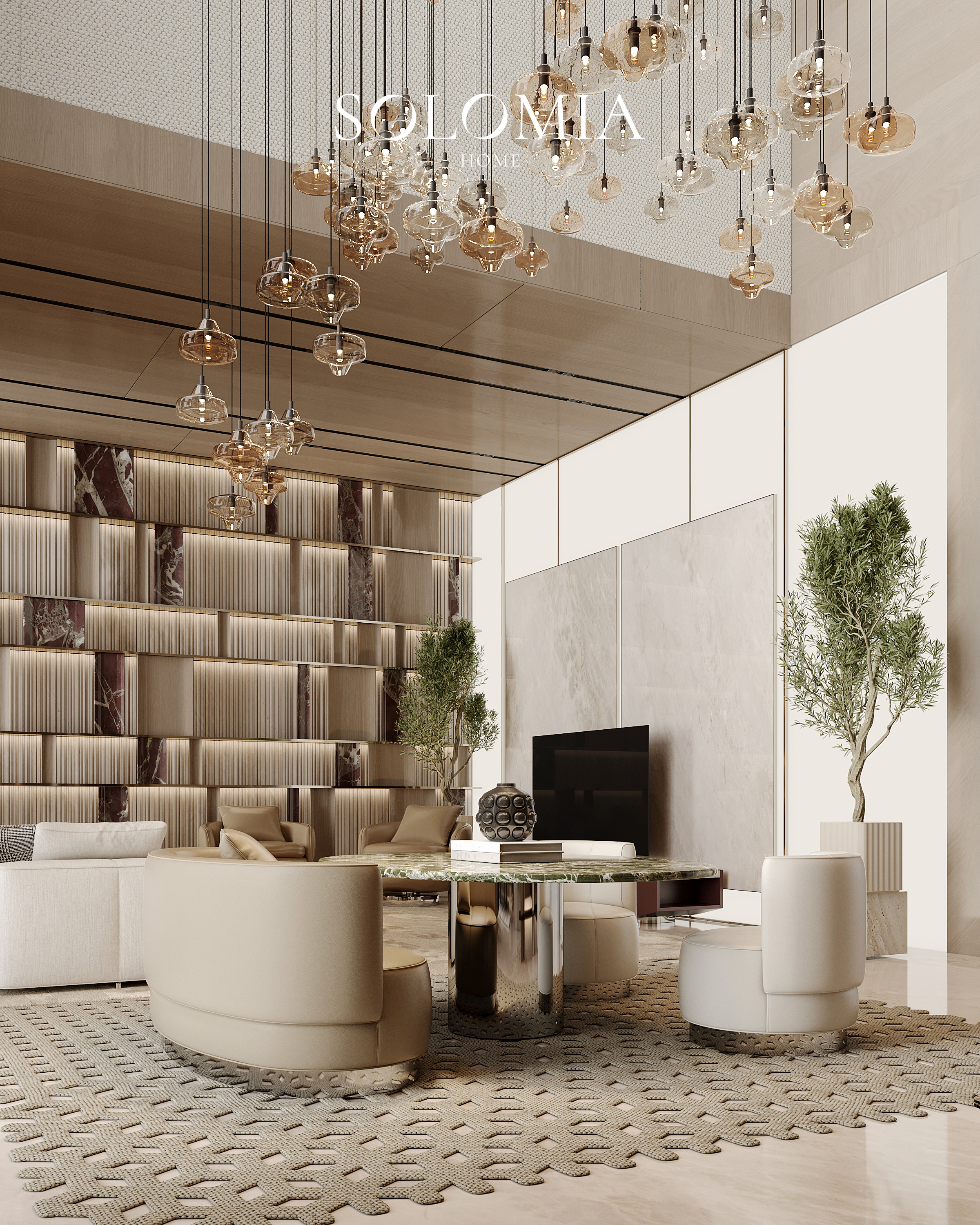 Lounge with upholstered wall panels, Keturah Reserve, Dubai — luxury interior design Dubai