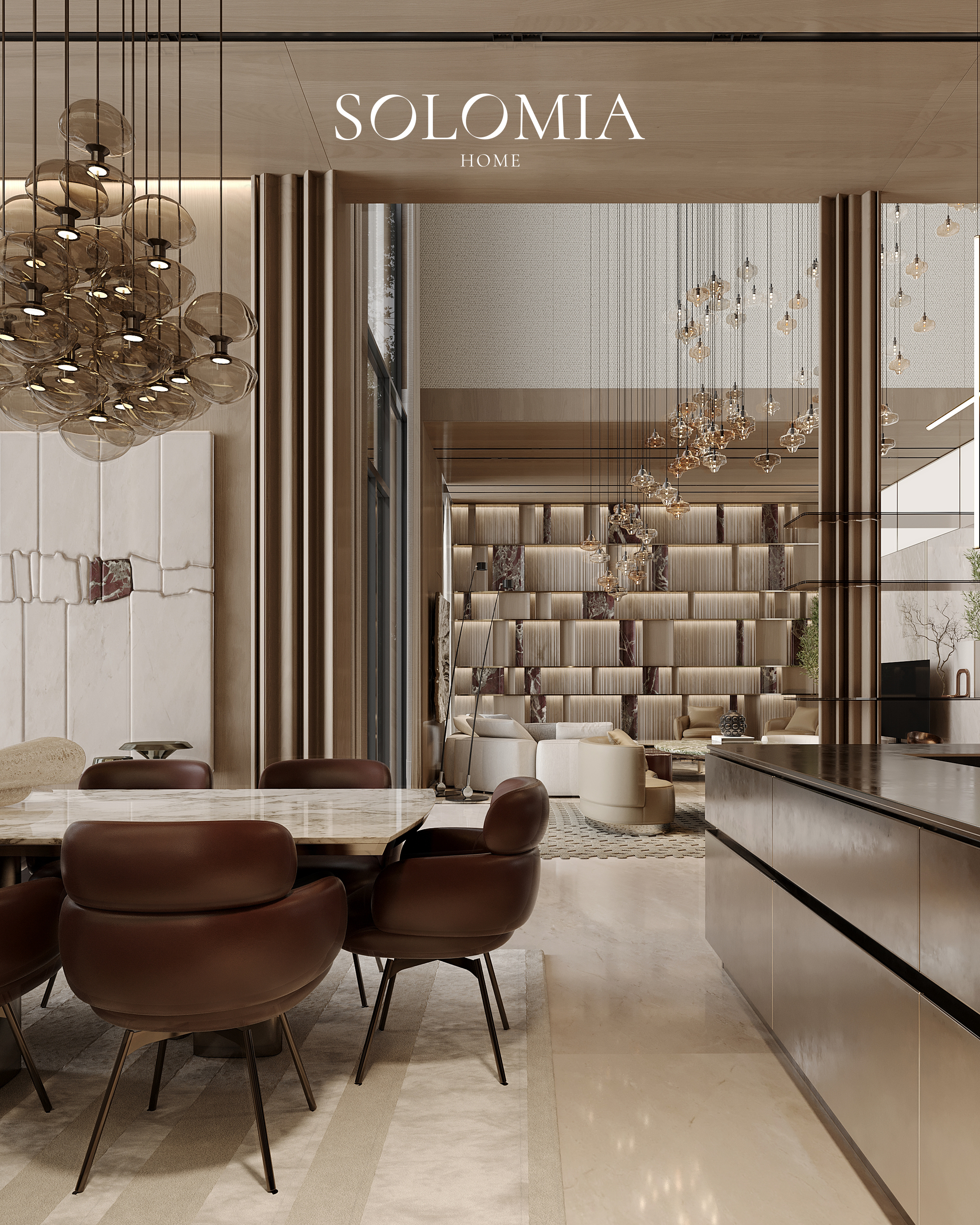 Dining table with leather chairs, Keturah Reserve, Dubai — luxury interior design Dubai