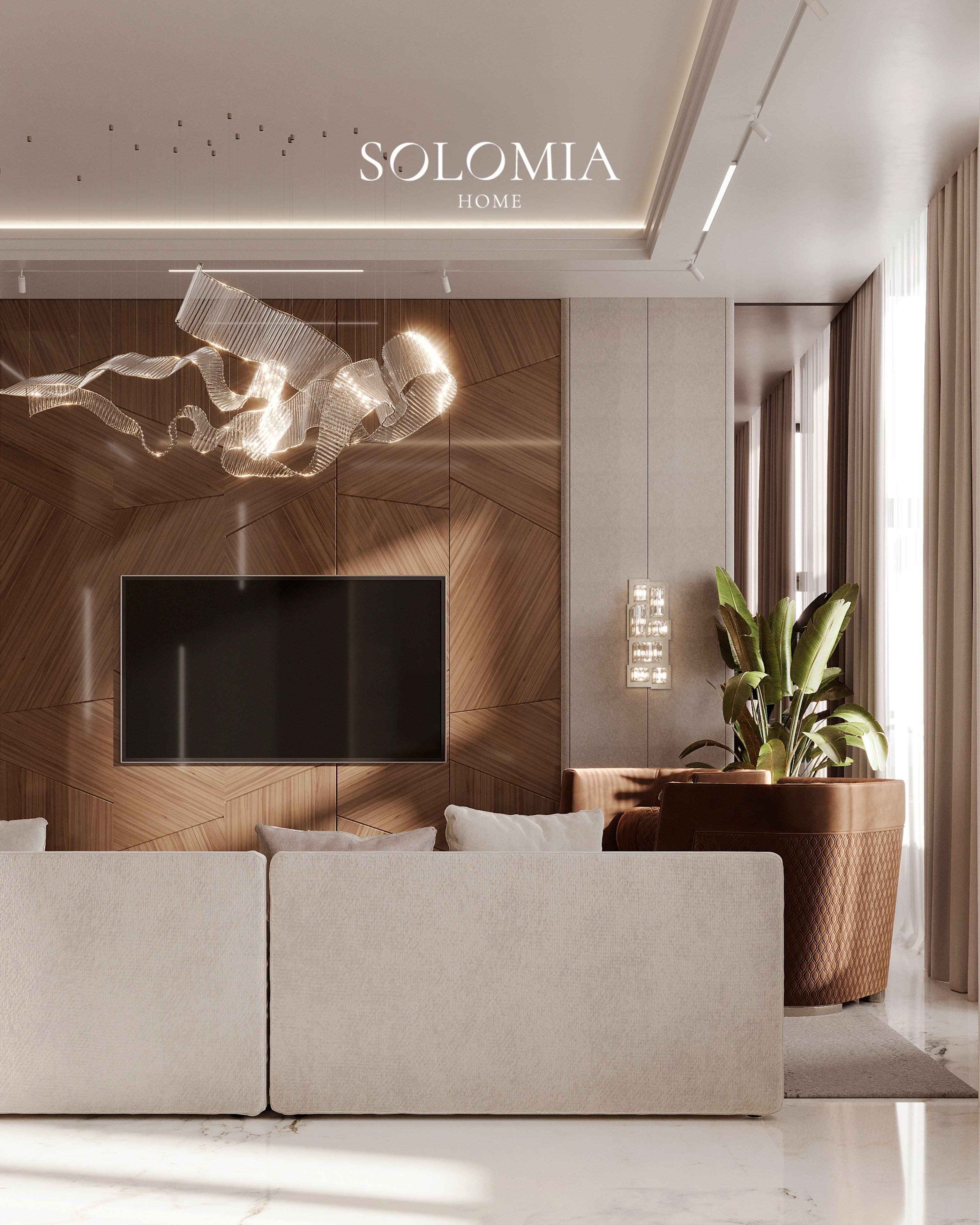 TV wall with wood panelling, Leedon Residence Singapore — luxury interior design Singapore