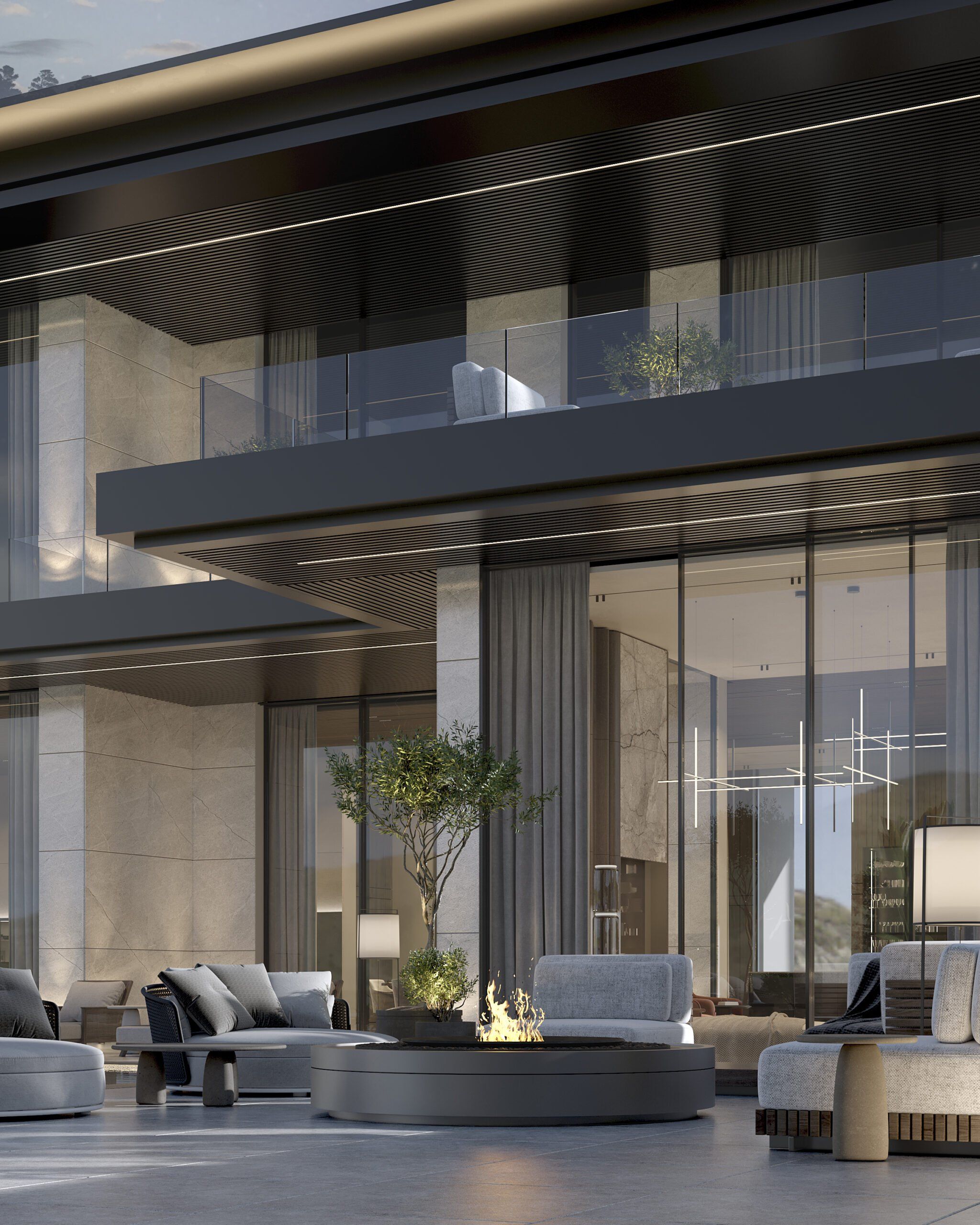 Villa with pool and glass facade, Villa La Mer Dubai — villa exterior design Dubai