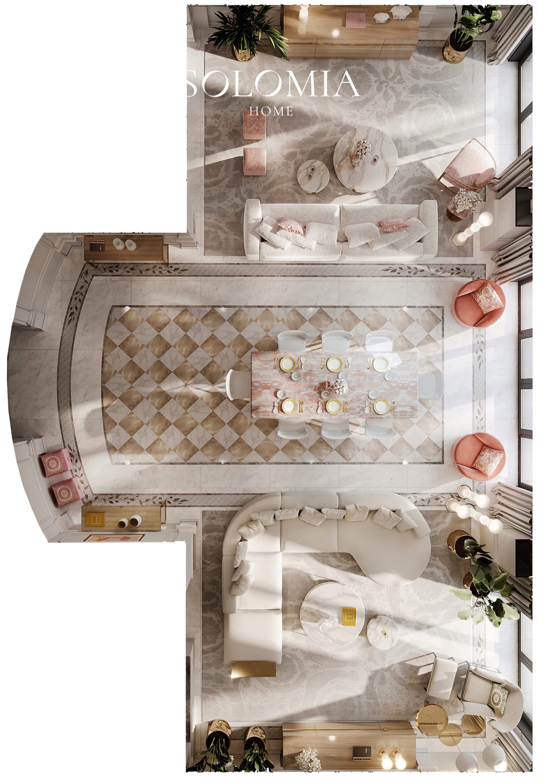 Apartment layout, top view, Apartment Palazzo Versace — interior design project