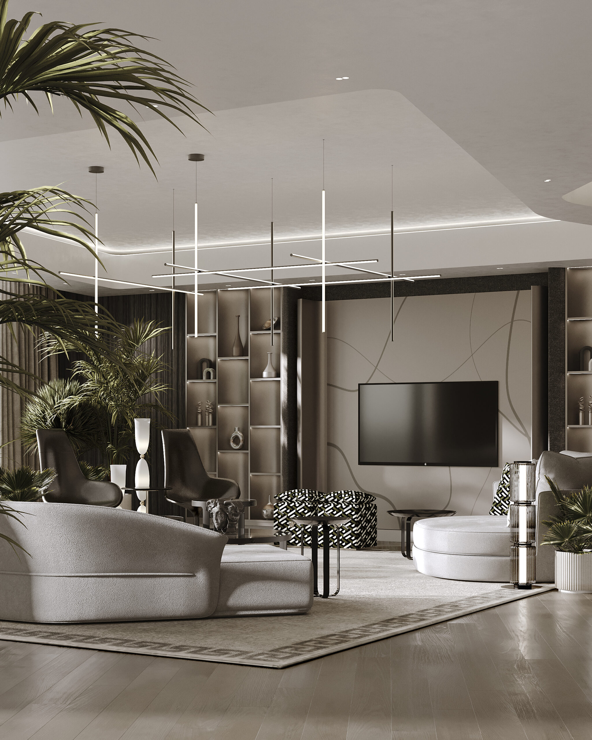 Living room with a bar cabinet, fit-out — interior fit-out Dubai