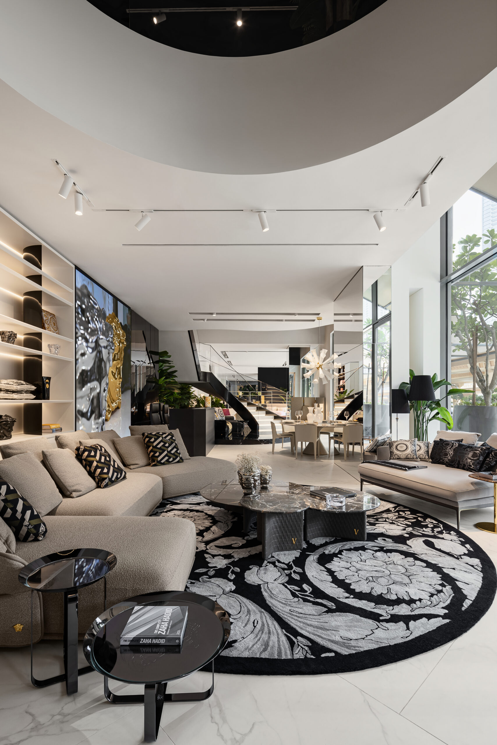 Versace showroom lounge, commercial fit-out, Versace Home showroom Dubai Mall — commercial interior design by Solomia Design
