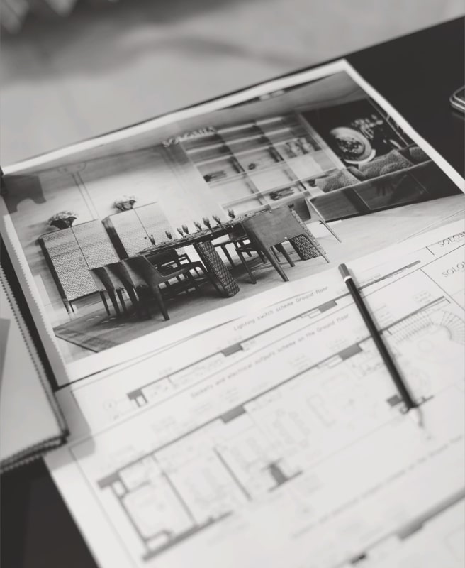 Floor plan sketches, About Us — interior design project